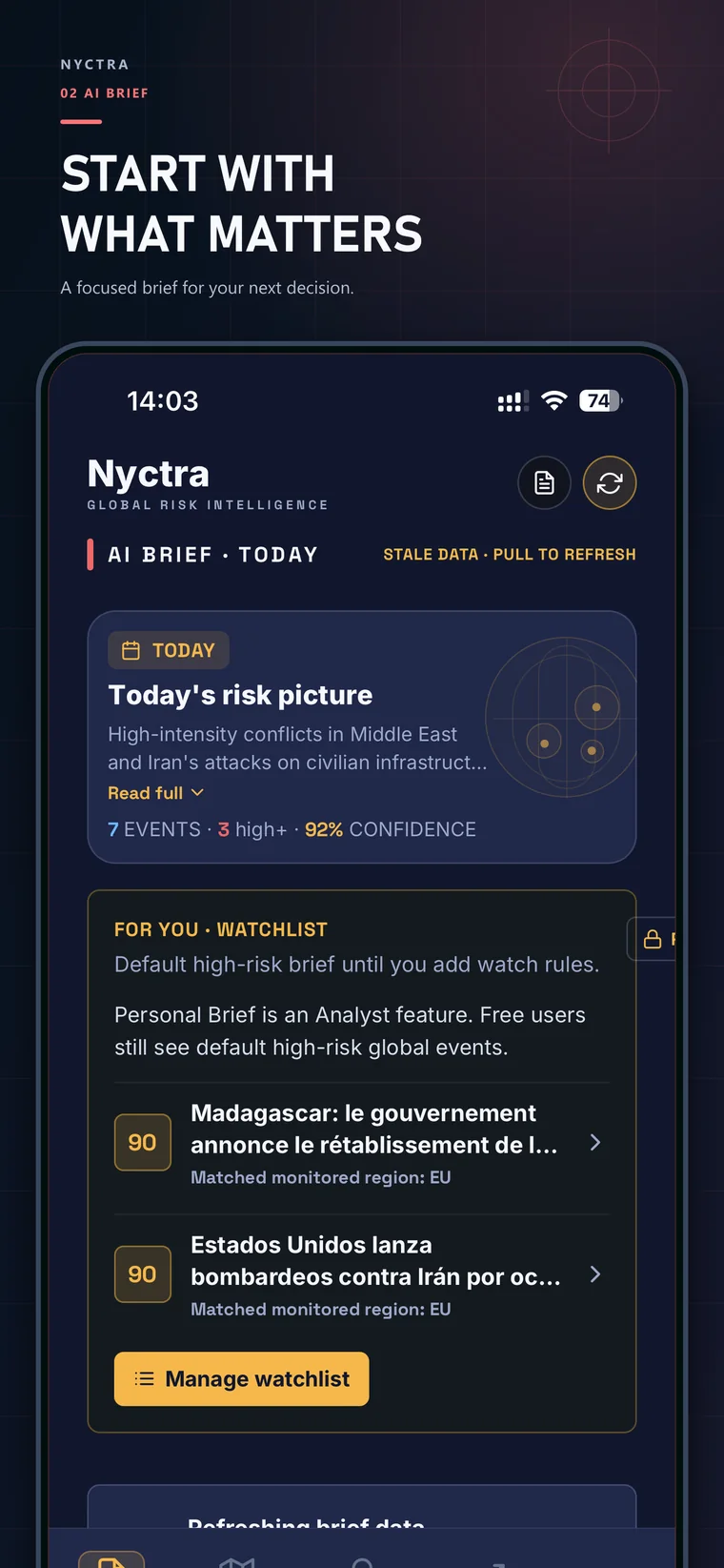 Nyctra AI daily risk briefing