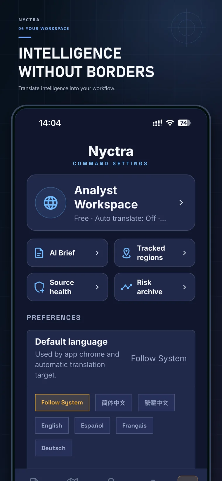 Nyctra multilingual Analyst workspace